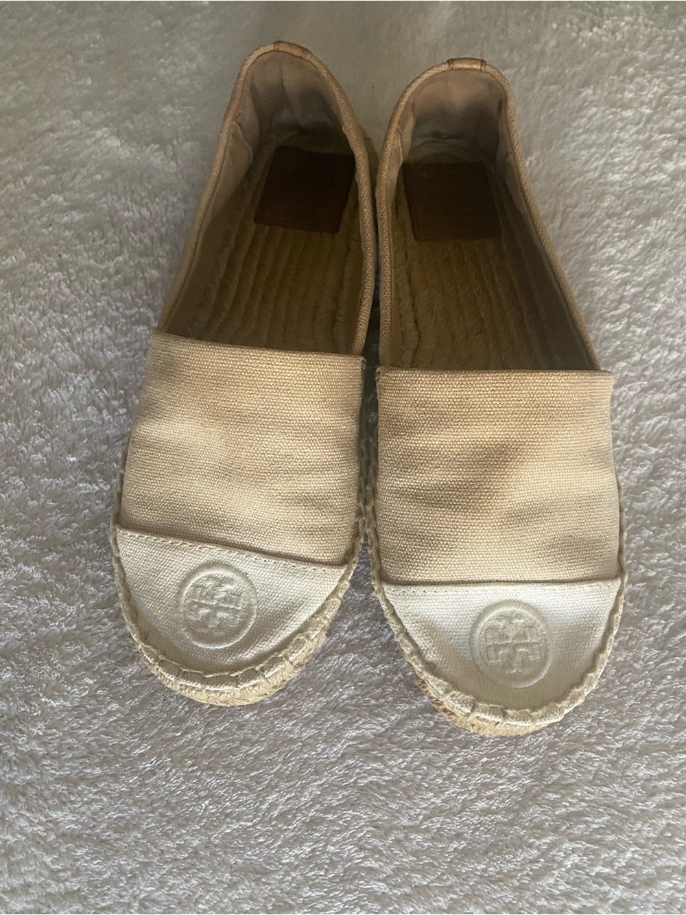 Tory Burch Neutral Canvas Espadrille Slip-Ons